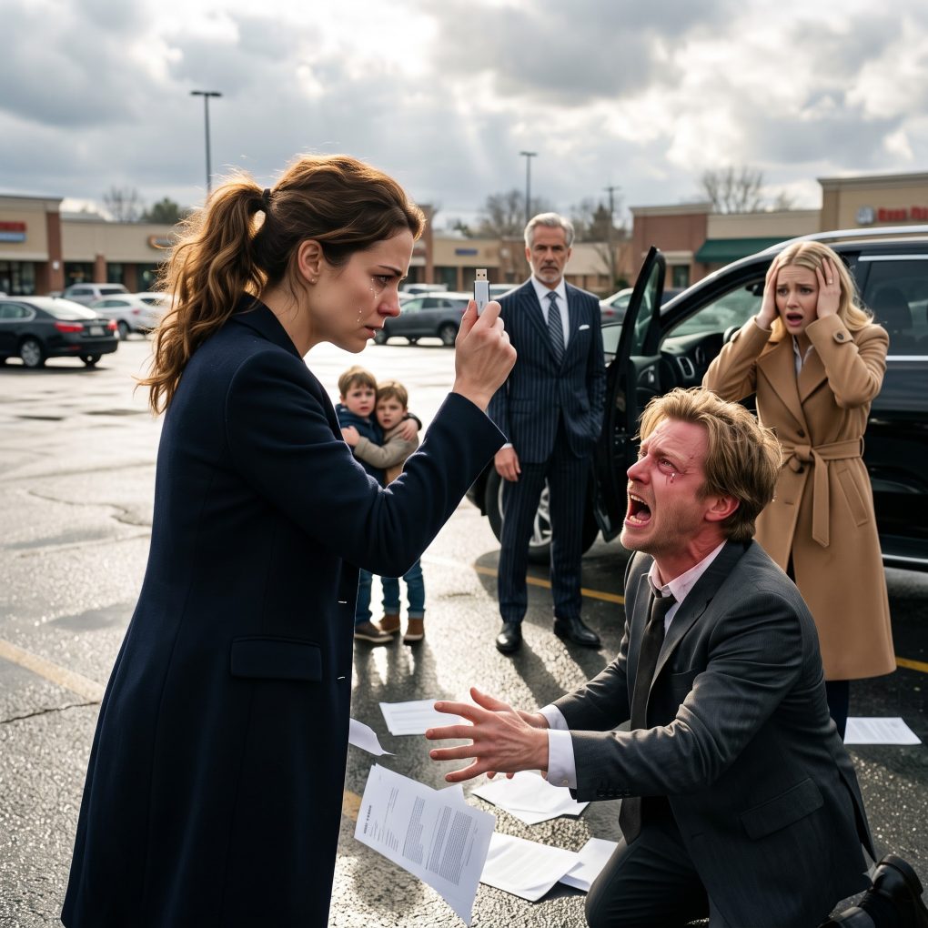 “You’ll never afford to fight me in court. I’ll take both kids!” my ex sneered during custody exchange. His new wife smirked, “She’s broke.” I handed him an envelope. He read one line—and his face turned pale. “Who… who paid for this?”