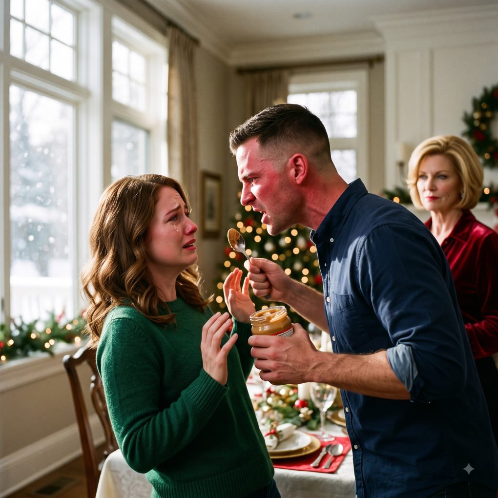 Mother-in-Law Threw Me Out on Christmas for Skipping Her Peanut Butter Dessert, and My Husband Shoved the Jar Into My Face to Prove My Deadly Allergy: I Silently Placed One Call, and Their Vicious Smugness Crumbled in Under Five Minutes.