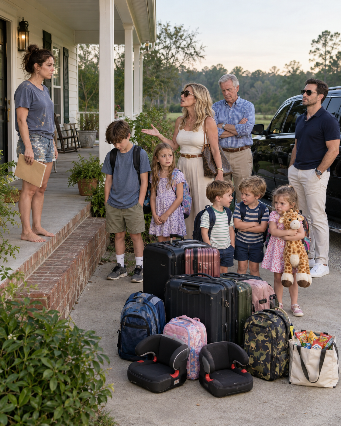 My sister left five kids and seven suitcases on my porch before sunrise.