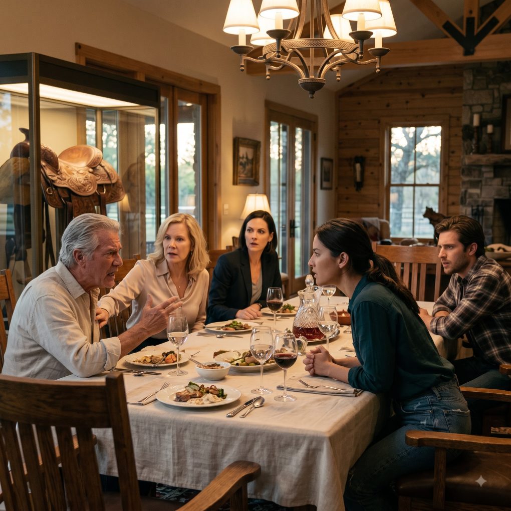“His Arrogant Family Demanded What a $42K Clinic Worker Could Offer Their Wealthy Heir, Mocking My Low Salary at Dinner. I Coldly Pointed Directly at Their Most Prized Championship Saddle and Uttered Five Words: ‘My Grandfather Made That.’ Then His Father Stopped Breathing.”