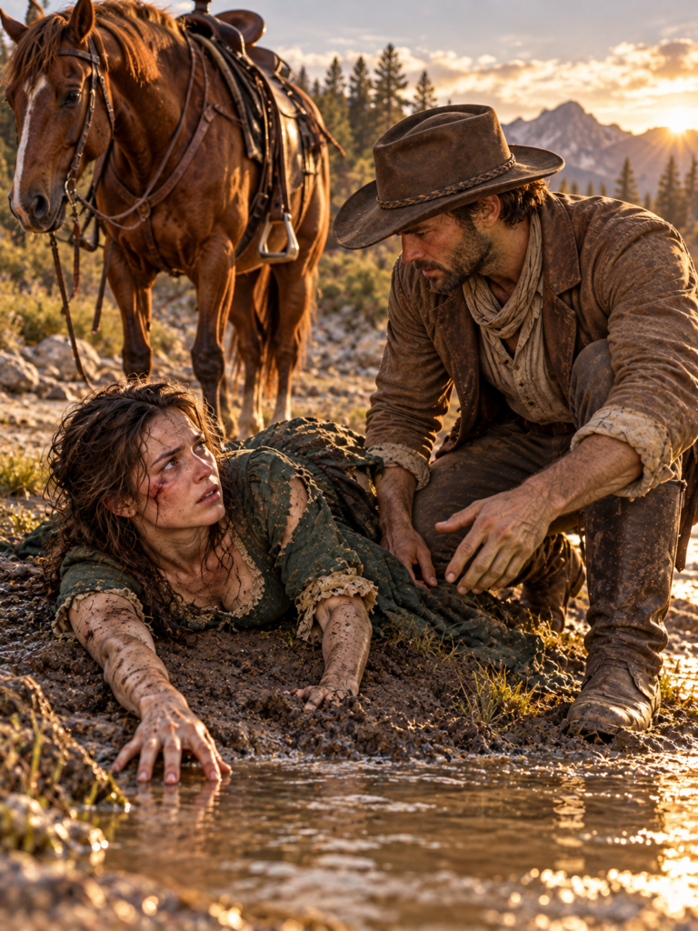 A Grieving Montana Rancher Had Shut His Heart Since Burying His Wife—Until His Old Mare Refused to Cross the River and Led Him to a Beaten Woman Reaching Through the Mud, Unaware That Saving Her Would Force Him to Face the Powerful Man Who Wanted Her Silenced