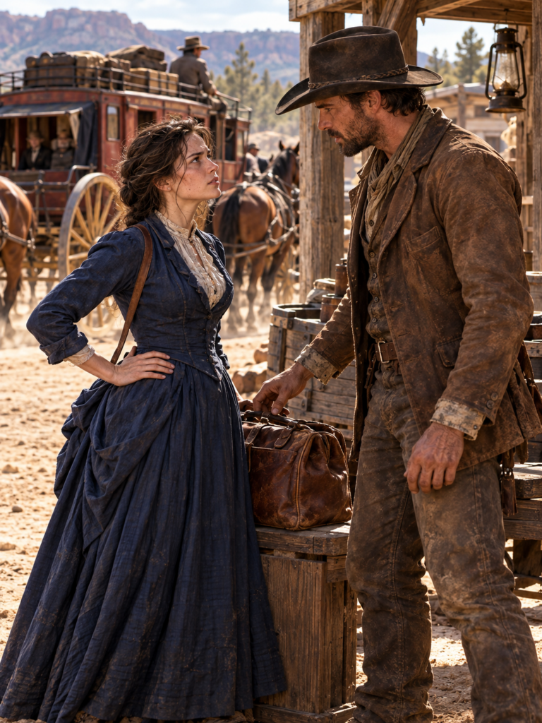 He Ordered a Mail-Order Bride Because He Needed a Practical Wife, Not Love—But When Eleanor Whitfield Stepped Off a Stagecoach Forty Minutes Late, Faced the Cold Montana Rancher Without Flinching, and Demanded an Honest Arrangement, Caleb Harrison Had No Idea She Would One Day Save Everything He Owned