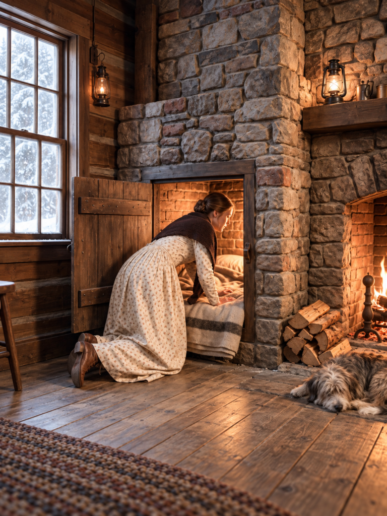 they called the 23-year-old widow crazy for building a bed inside her chimney—until a 43-below-zero winter made the entire valley beg for her secret