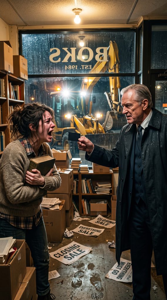 An old man walked into my failing bookstore and I gave him a book for free, only to realize he was the ruthless developer coming to demolish my building.