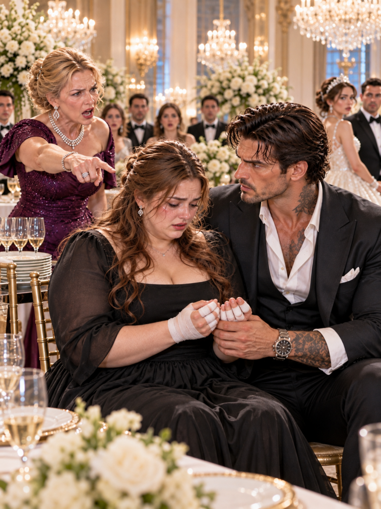 “Sit With the Servants,” They Sneered at the Plus-Size Mafia Wife—Until Her Ruthless Husband Saw Her Bandaged Hands and Brought the Entire Wedding to Its Knees