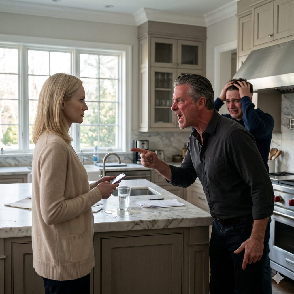 Ice Water Puddled on the Marble Floor While My Cruel Stepson Mocked My Cancer Diagnosis and My Smirking Husband Plotted to Steal My Entire Fortune. I Stayed Silent, Took Out My Phone, and Swiped Once—Instantly Wiping Smiles Away and Crushing Their Greed Forever.
