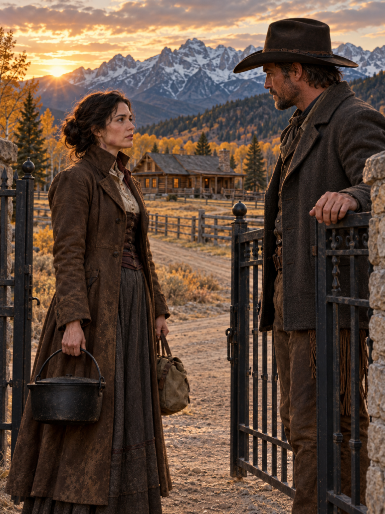A Wealthy Colorado Rancher Opened His Gate to a Bruised Cook Carrying One Iron Pot—But When Armed Riders Came to Claim Her, She Refused to Hide, and the Secret Behind Her Flight Forced Him to Choose Between His Ranch’s Safety and the Woman Bringing His Home Back to Life