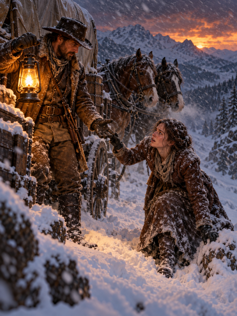 A Woman Fleeing Her Cruel Husband Was Turned Away by a Dying Wyoming Town During a Blizzard—Until a Lonely Mountain Trapper Found Her Freezing Beside the Road, Offered Her Supper Without Asking Anything in Return, and Gave Her Something She Had Almost Forgotten: The Right to Choose
