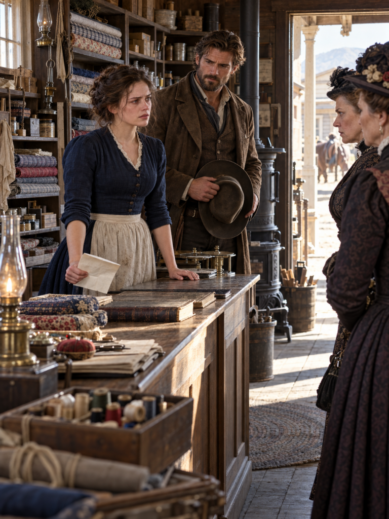 The Town Called the Young Widow Barren and Warned a Wealthy Rancher Never to Marry Her—But When He Walked Into Her Trading Shop, Removed His Hat, and Asked for Her Help, She Never Imagined He Would Risk His Ranch to Defend the Woman Everyone Had Already Written Off