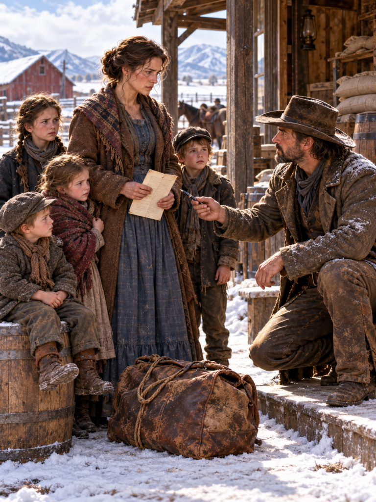 A Widowed Mother and Her Four Children Were Rejected at a Wyoming Hiring Fair—Until a Lonely Rancher Said He Had Four Horses but No Wife, Offered Them Shelter Through Winter, and Hid the Heartbreaking Reason He Had Chosen Her Before She Spoke