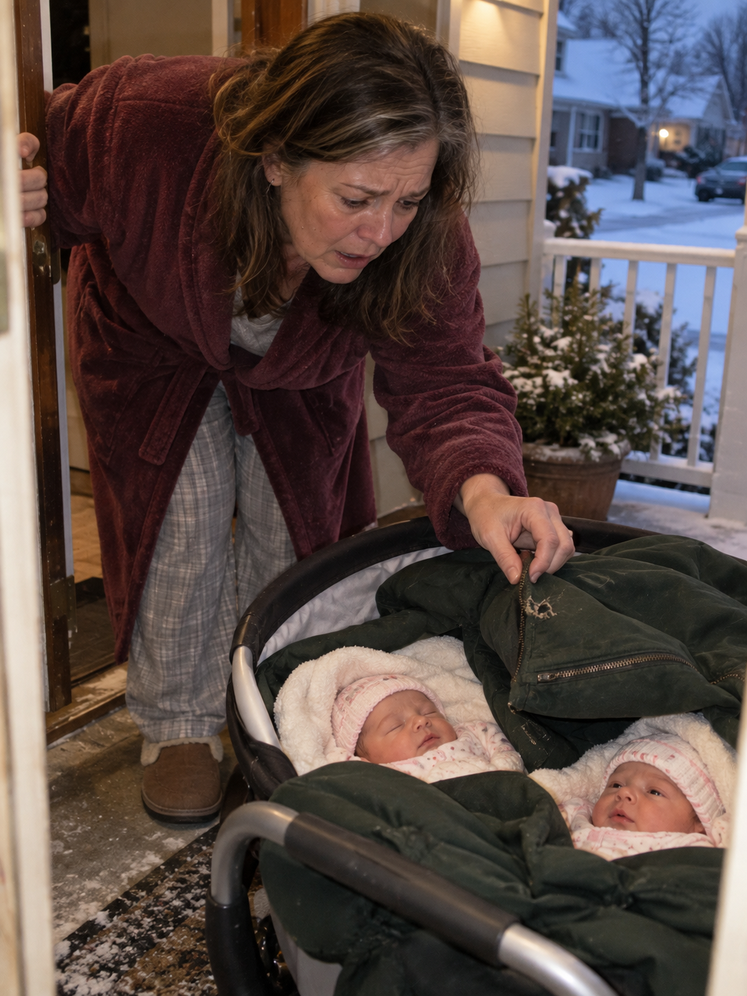 I found newborn twins on my porch, wrapped in the green coat my only son wore