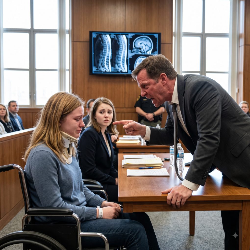 “Stop faking it!” Dad shouted after my sister shoved me down the stairs. Then the judge reviewed the MRI scans—and the courtroom went silent.
