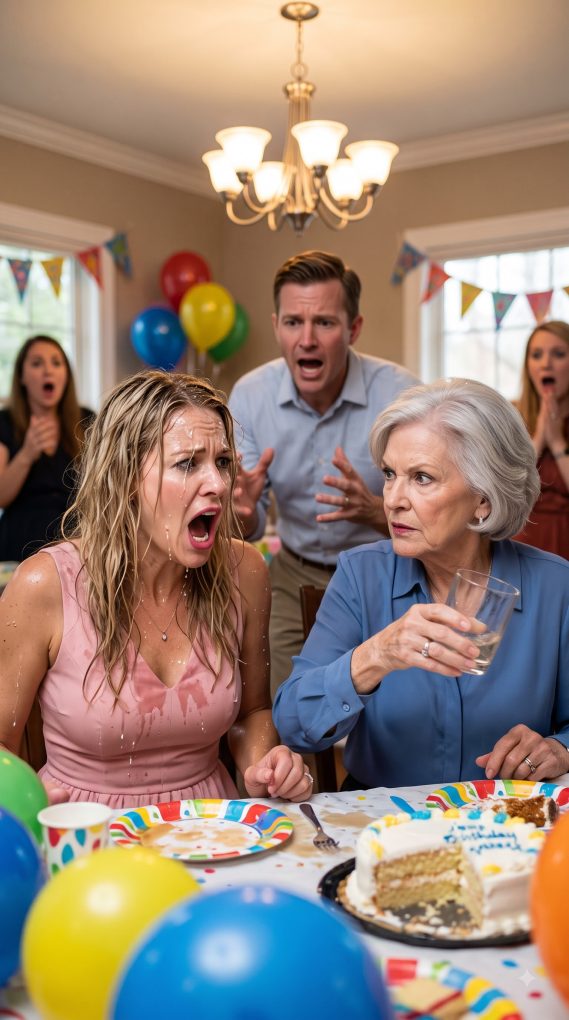 When I asked to say a few words at my grandson’s birthday, my daughter-in-law cruel whispered: “You’re so boring. Your husband probably died just to escape you.” Heartbroken and furious, I threw my glass in her face, and my son demanded I apologize or leave. I laughed through my tears: “Let me tell everyone the real reason she married you!”