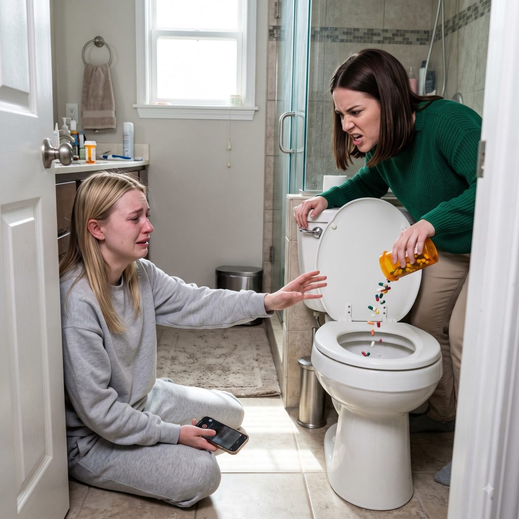 “Stop acting sick, you just want attention.” My sister rolled her eyes and flushed my $20,000 life-saving medication down the toilet. She walked out thinking she won—unaware my camera was rolling the entire time. By morning, the consequences hit.