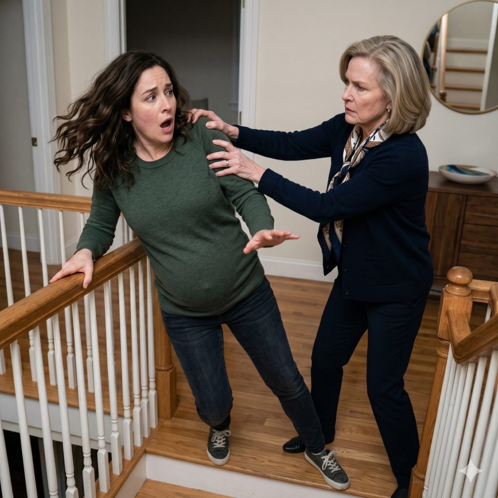 “My Cold Mother-in-Law Pushed Me Down the Flight of Stairs While I Was Five Months Pregnant with Twins, Killing Both of My Unborn Babies. Moments Later at the Hospital, My Husband Coldly Whispered That I Must Drop Every Single Criminal Complaint Against Her.”