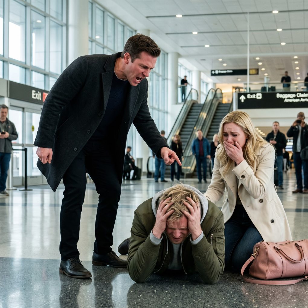 My wife lied about flying to Denver for her sister’s baby shower—then I saw her walk out of baggage claim holding my best friend’s hand. I said just four words, and he collapsed to the floor.