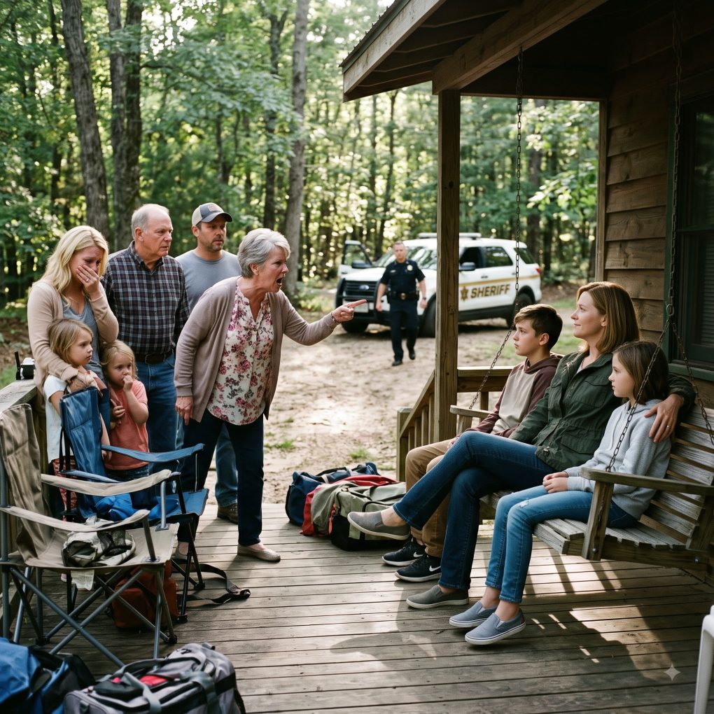 “I took my kids to my lake cabin and found my parents and brother’s family living there. Mom stormed out screaming, ‘You’re trespassing, I’m calling the cops!’ I smiled and said, ‘Please do.’ We sat on the porch swing and waited. Three hours later, a white sedan pulled into the driveway…”
