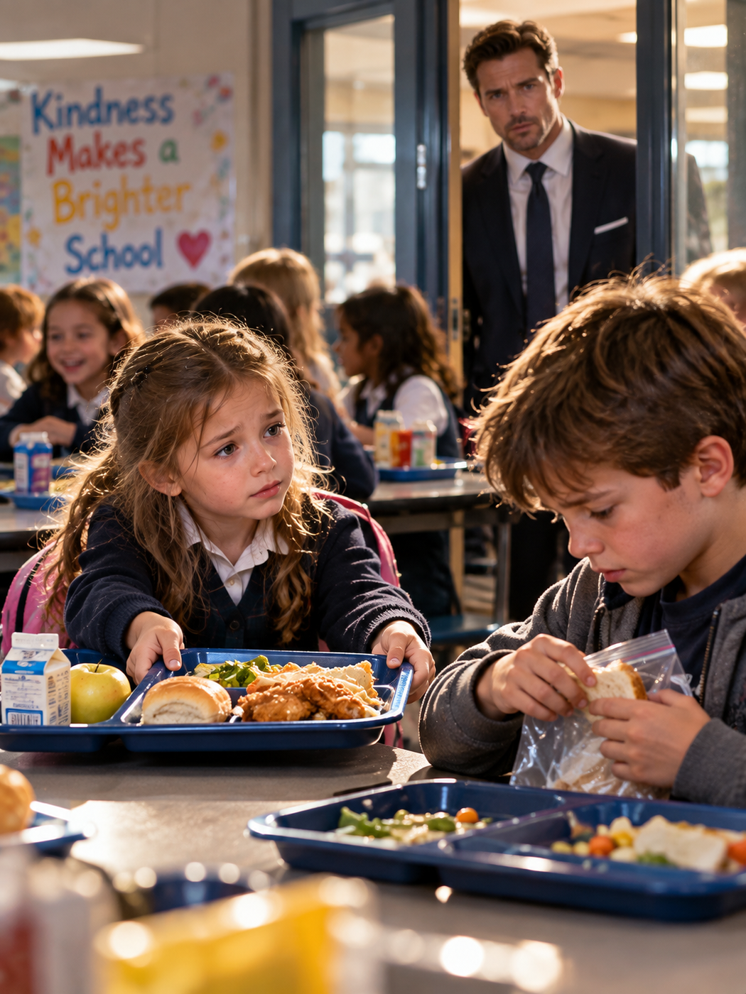 A BILLIONAIRE FATHER CAUGHT HIS SIX-YEAR-OLD DAUGHTER HIDING BREAD IN HER BACKPACK—THEN HE WALKED INTO HER SCHOOL CAFETERIA AND SAW WHY SHE WAS GOING HUNGRY – Life Story