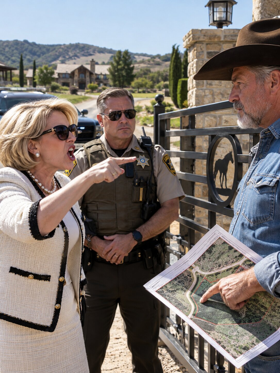The HOA President Blocked My Ranch Gate and Ordered the Sheriff to Arrest Me—Then He Asked Her Who Owned the Road – Life Story