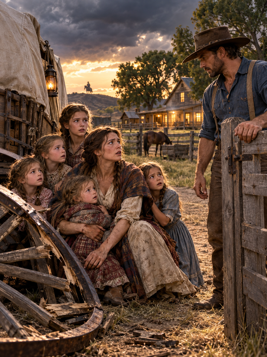 THE WIDOW WITH FIVE DAUGHTERS BROKE DOWN AT A LONELY RANCHER’S GATE—BUT THE MEN FOLLOWING HER WANTED MORE THAN THE WAGON SHE HAD PROMISED NEVER TO ABANDON – Life Story