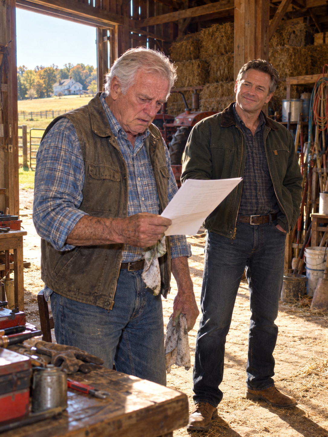 “The trust restructuring finally went through,” my son told me, handing me a paper beside our hay barn.