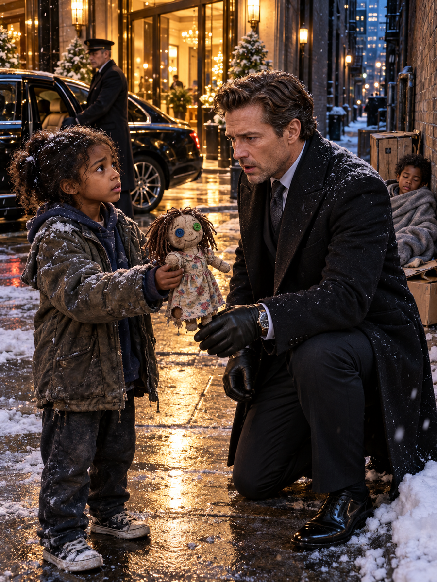 HE ALMOST LEFT A LITTLE GIRL SELLING A TORN DOLL IN THE SNOW—UNTIL SHE SPOKE THE NAME OF THE WOMAN HE HAD BURIED SIX MONTHS EARLIER – Life Story