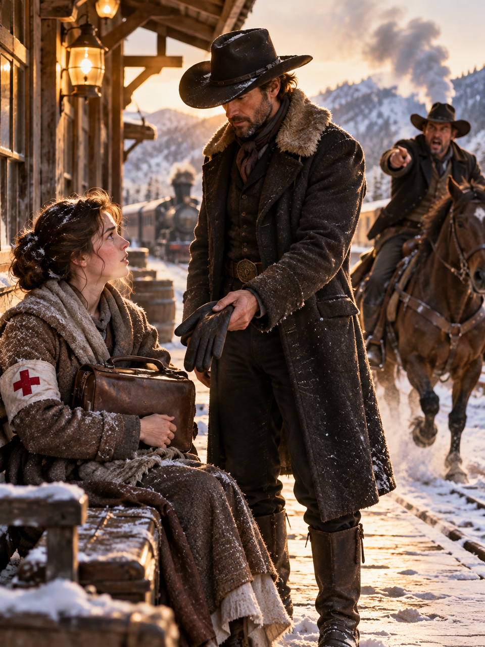 A STRANDED NURSE WAS LEFT FREEZING AT A TRAIN STATION UNTIL A WEALTHY COWBOY OFFERED HIS GLOVES—THEN A RIDER ARRIVED WITH A TERRIFYING WARNING – Life Story